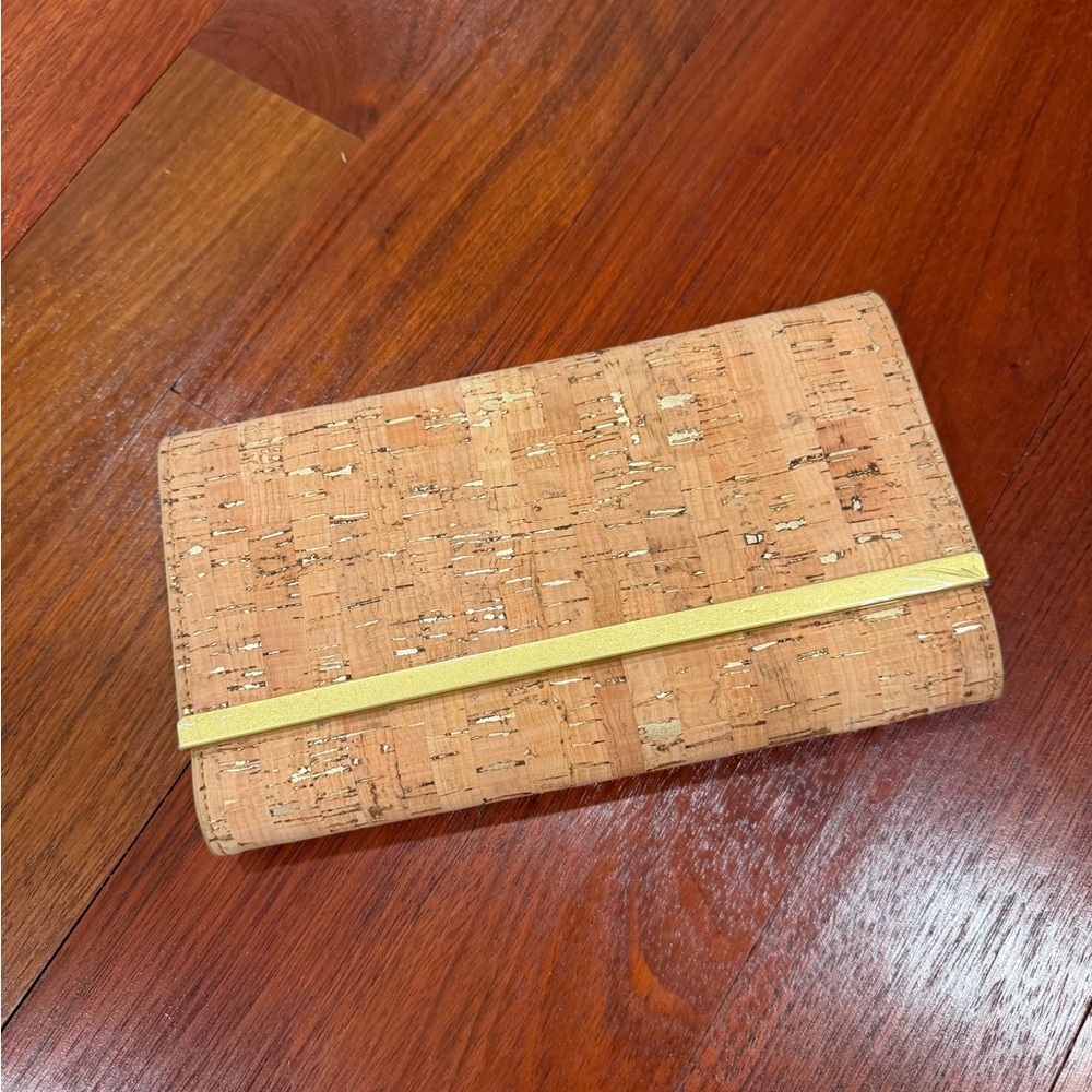 JCrew Cork Clutch with gold detail